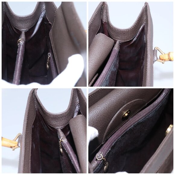 GUCCI Bamboo Hand Bag Suede Brown Gold 002 - Picture 15 of 16